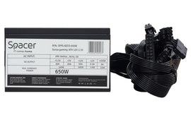 SURSA SPACER BZCO-650, compatible 80+ Bronze, 650 W, ventilateur 120 mm, 2x PCI-E (6+2), 6x S-ATA, 2x P8 (4+4), « SPPS-BZCO-650 », (tampon vert 2 lei)
