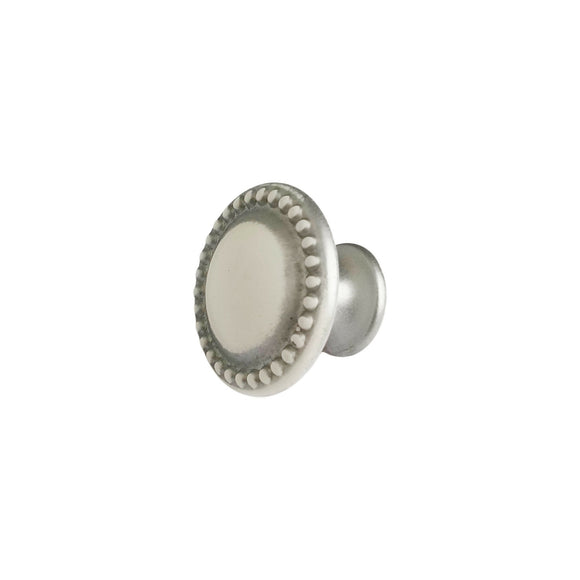 Bouton de meuble CERUSE, Finition zamak blanc argenté