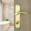 2 poignées de porte sur plaque EVA, Verrou de condamnation pour salle de bain/WC, Finition laiton poli, Entraxe 165 mm
