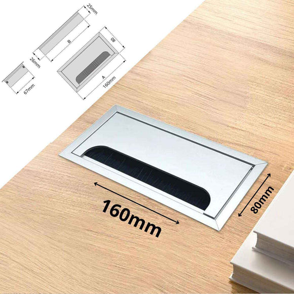 Passacavi per Scrivania in Alluminio Quadrato o Rettangolare per Casa Ufficio Camera Soggiorno Studio o Scuola Organizzatore Cavi Computer