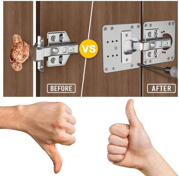 Piastrina di Riparazione Cerniere Per Porte Mobili Cassetti e Cucina (Kit 2 o 10 pz.)