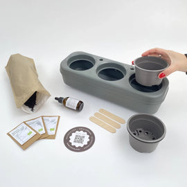 Kit potager urbain semi-hydroponique triple - gris