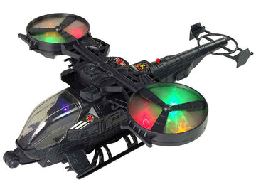 Military Helicopter Huge Wings Lights Sound Rotates