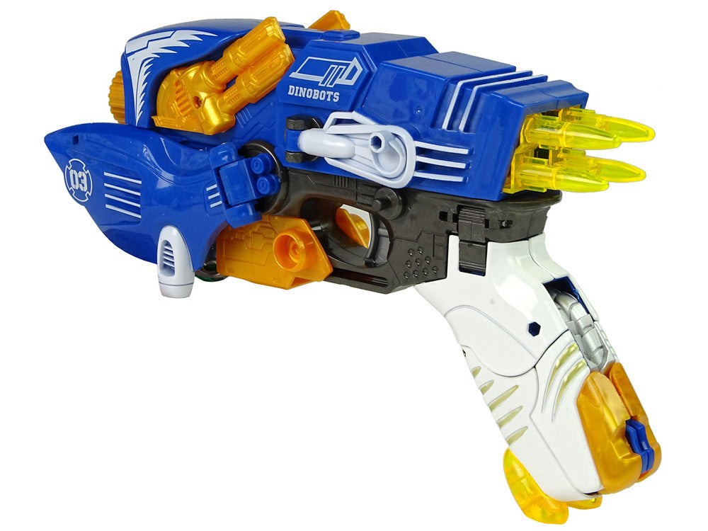Fusil de chasse dinosaure 2 en 1 dinobots avec bouclier ptérosaure bleu