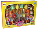 Coffret de gourmandises glaces cupcakes sauces cuillères