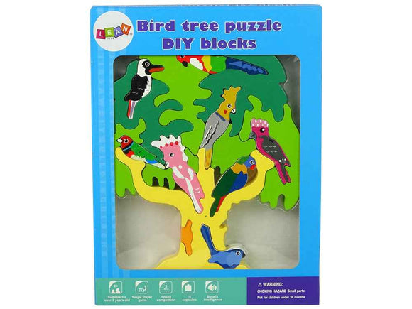 Wooden Tree Birds Parrots DIY Wooden Puzzle Blocks