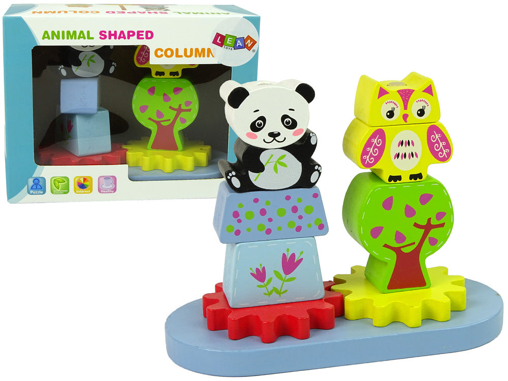 Trieur d'animaux en bois hibou panda engrenages