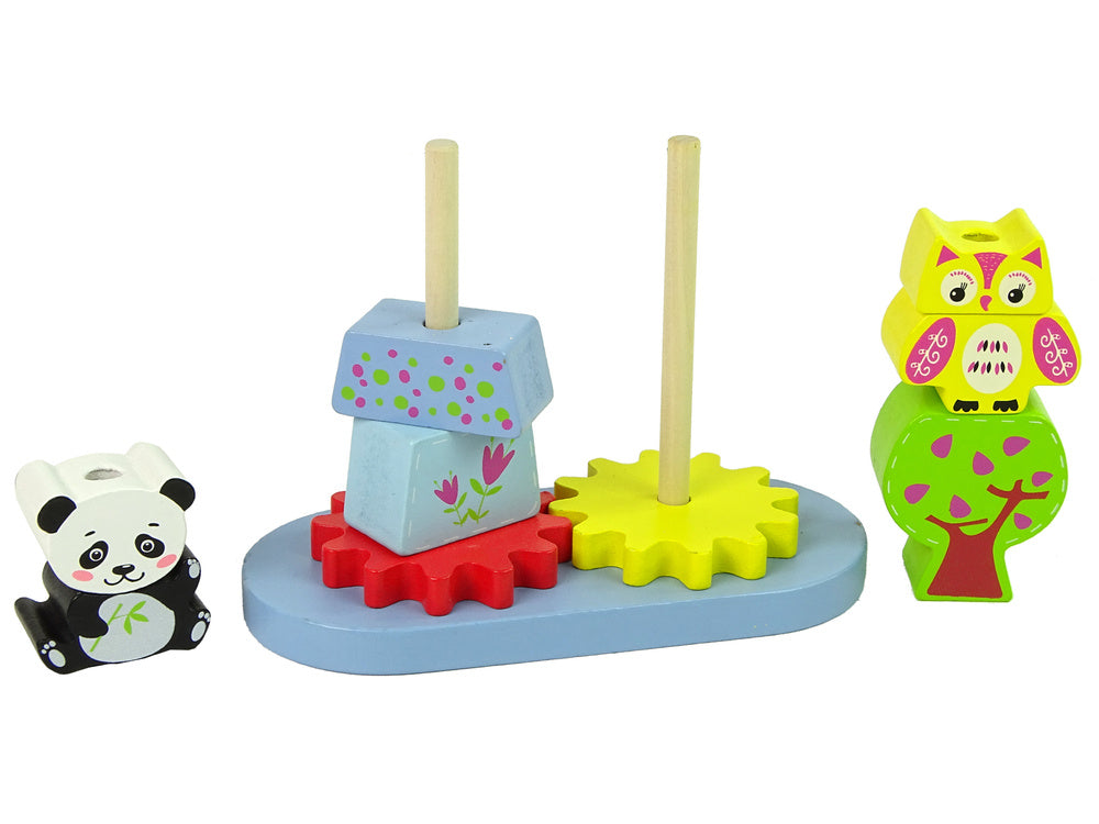 Trieur d'animaux en bois hibou panda engrenages