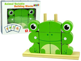 Puzzle 3D créatif en briques de bois spatiales en forme de grenouille