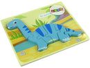 Puzzle en bois dinosaure brachiosaure bleu
