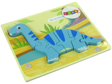 Puzzle en bois Dinosaure Brachiosaure Bleu