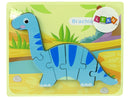 Puzzle en bois dinosaure brachiosaure bleu