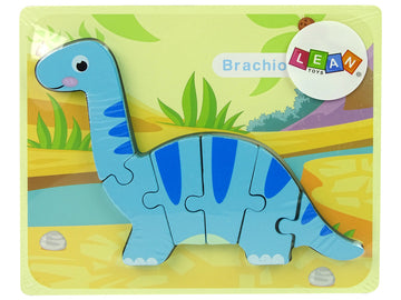 Puzzle en bois dinosaure brachiosaure bleu