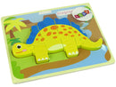 Puzzle en bois dinosaure stégosaure jaune