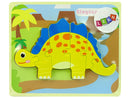 Puzzle en bois dinosaure stégosaure jaune