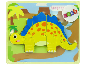 Puzzle en bois dinosaure stégosaure jaune