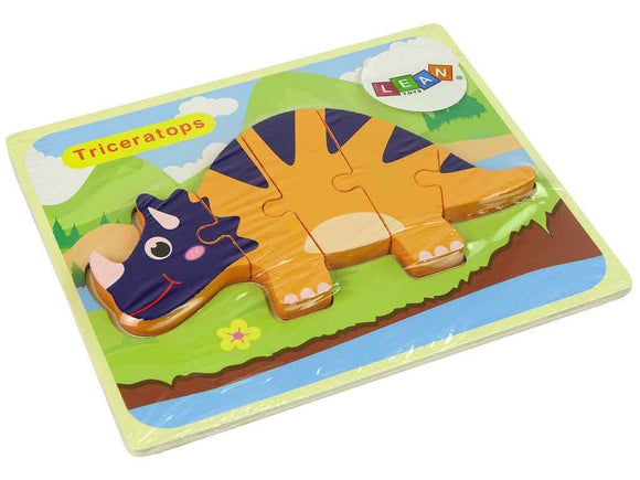 Puzzle en bois Dinosaures Tricératops Ankylosaure Orange