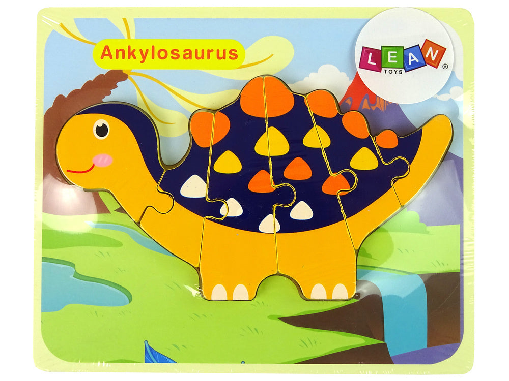 Puzzle en bois Dinosaures Tricératops Ankylosaure Orange