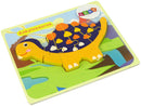 Puzzle en bois dinosaures tricératops ankylosaure orange