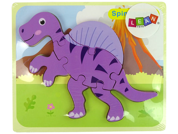 Puzzle en bois Dinosaure Corythosaurus Rose Spinosaurus Violet