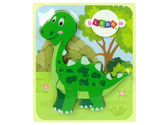 Puzzle dinosaure vert isanosaurus en bois