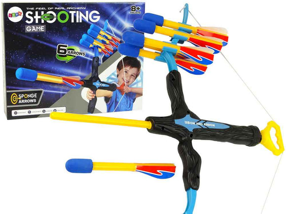 Arc de sport Longbow 6 coups pour enfants Bleu et Noir
