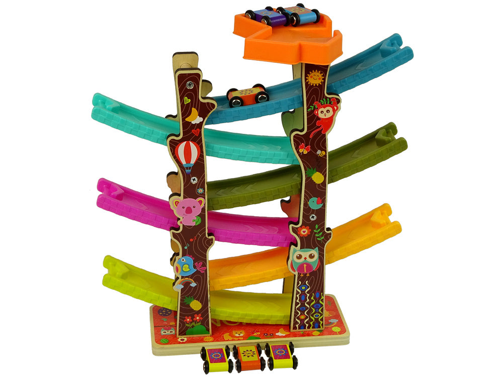Circuit coloré pour voitures, toboggan à 6 niveaux