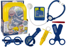 Trousse de médecin dans un sac à dos, stéthoscope, ciseaux, jaune