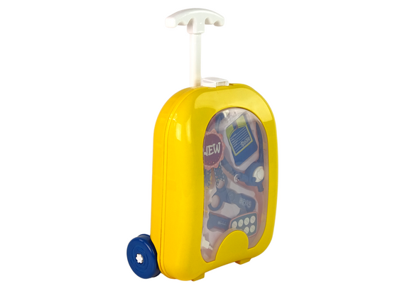 Trousse de médecin dans un sac à dos, stéthoscope, ciseaux, jaune