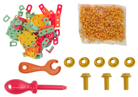 Ensemble de blocs de construction dans une boîte à outils + tournevis à piles boîte à outils de bricolage