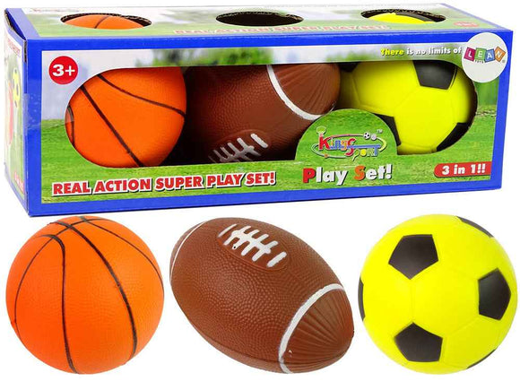 Ensemble de ballons de sport souples 3 en 1 pour le football et le basket-ball