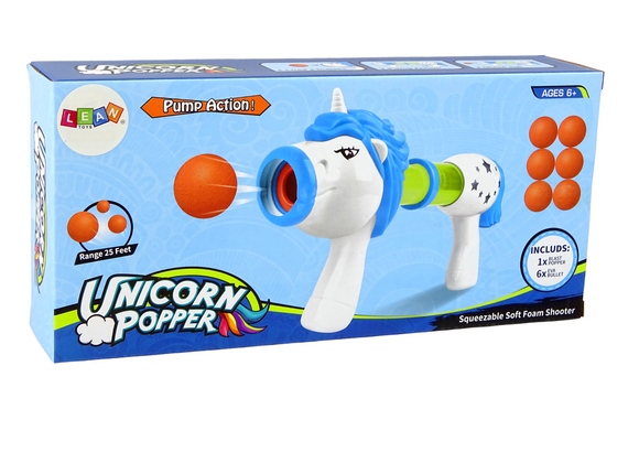 Soft Ball Launcher Gun Unicorn Blue Pink