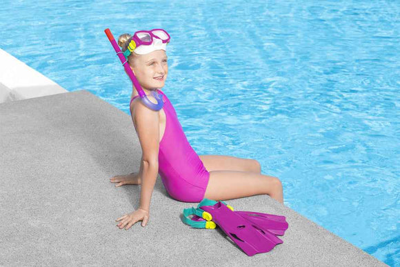 Diving Set Mask, Snorkel, Fins Pink Bestway 25019