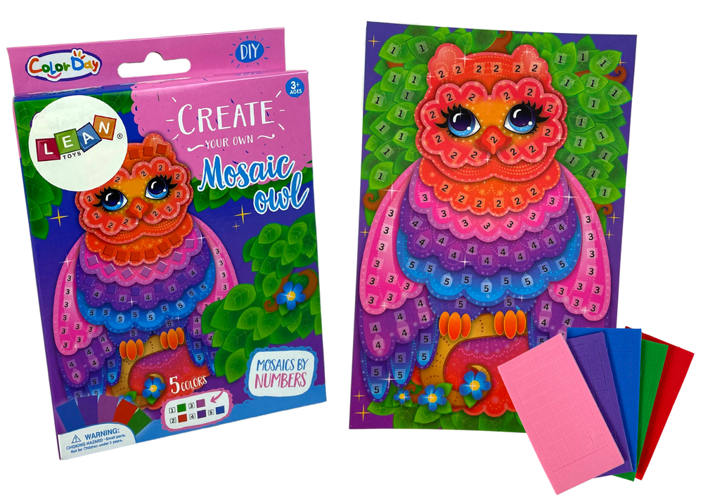 Ensemble de hibou à peler en mosaïque colorée à faire soi-même