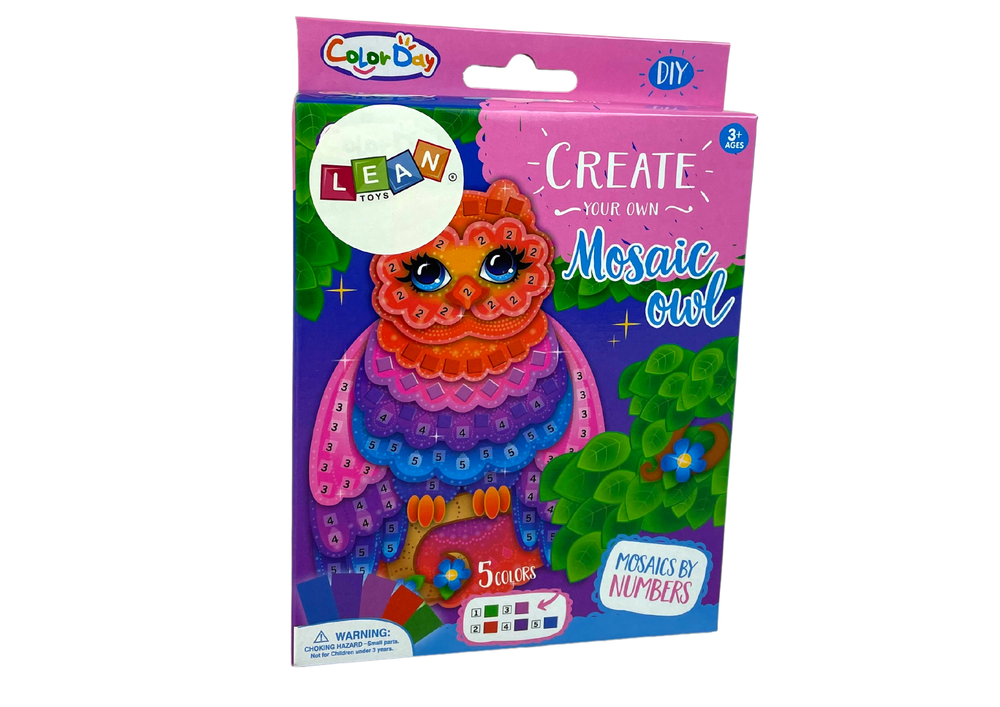 Ensemble de hibou à peler en mosaïque colorée à faire soi-même