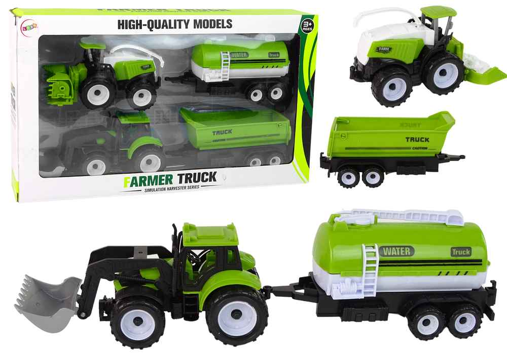 Ensemble de véhicules agricoles Tracteur Moissonneuse Citerne Semi-remorque
