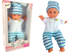 Pyjama rayé bleu pour poupée bébé 30 cm