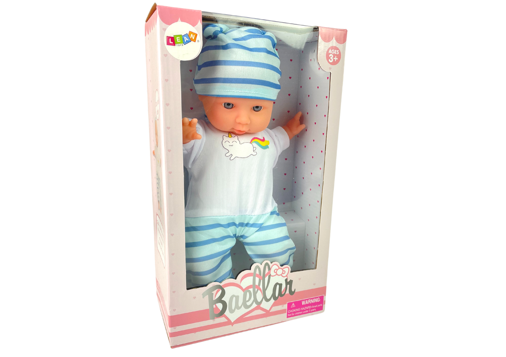 Pyjama rayé bleu pour poupée bébé 30 cm