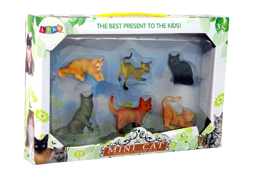 Ensemble de 6 figurines chats domestiques de différentes races