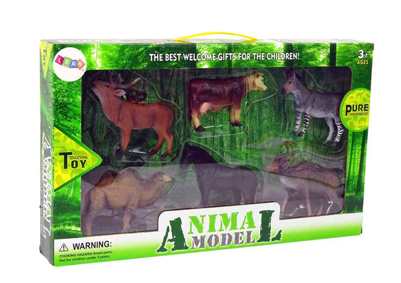 Set of Domestic Animals Forest Deer Cow