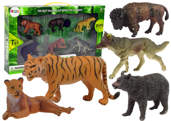 Ensemble de figurines d'animaux de la forêt africaine ours tigre