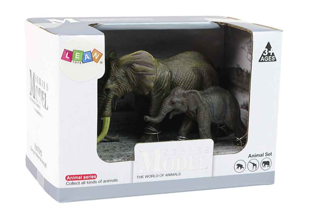 Ensemble de 2 figurines d'éléphant Éléphant avec éléphant de la série Animaux du monde