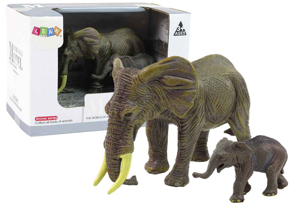 Ensemble de 2 figurines d'éléphant Éléphant avec éléphant de la série Animaux du monde