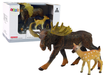 Set of 2 Elk and young deer figures Forest Animals - 0