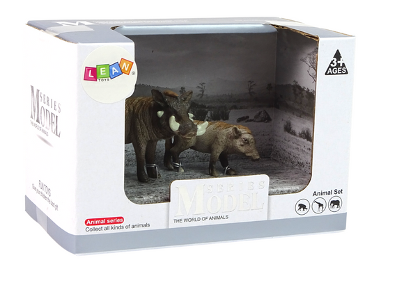 Lot de 2 figurines phacochère africain avec jeunes série animaux du monde