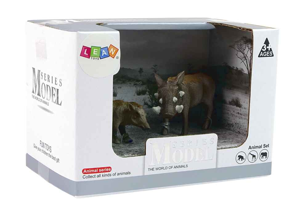 Lot de 2 figurines Phacochère africain avec jeunes Série Animaux du Monde