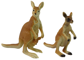 Set of 2 Figures Kangaroo with two cubs Animals of the World Series - 0