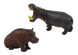 Africa Wild Animals Hippo Zebra Figurine Set - 0