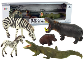 Africa Wild Animals Hippo Zebra Figurine Set