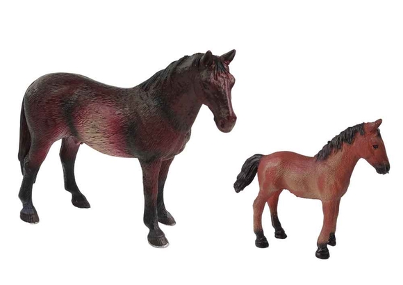 Lot de 2 figurines Cheval avec poulain et stylo